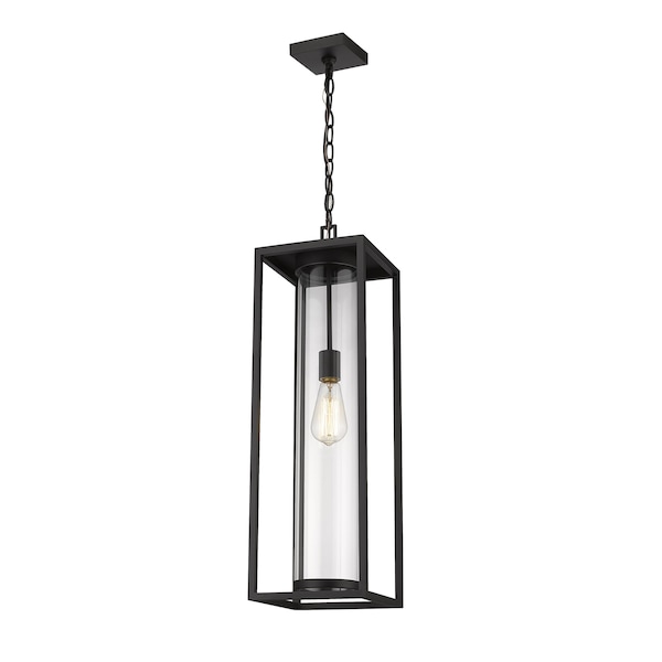 Z-Lite Dunbroch 1 Light Outdoor Chain Mount Ceiling Fixture, Black & Clear 584CHB-BK - main
